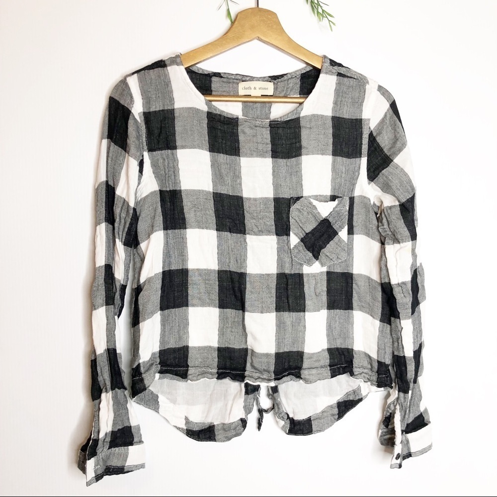 Cloth And Stone- Plaid Lace Up Top Size Xs